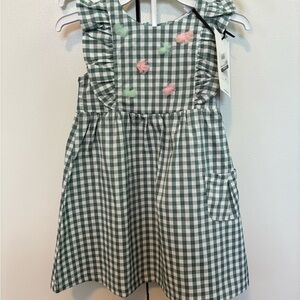 24 Months Deux Nar Deux green and white gingham sundress